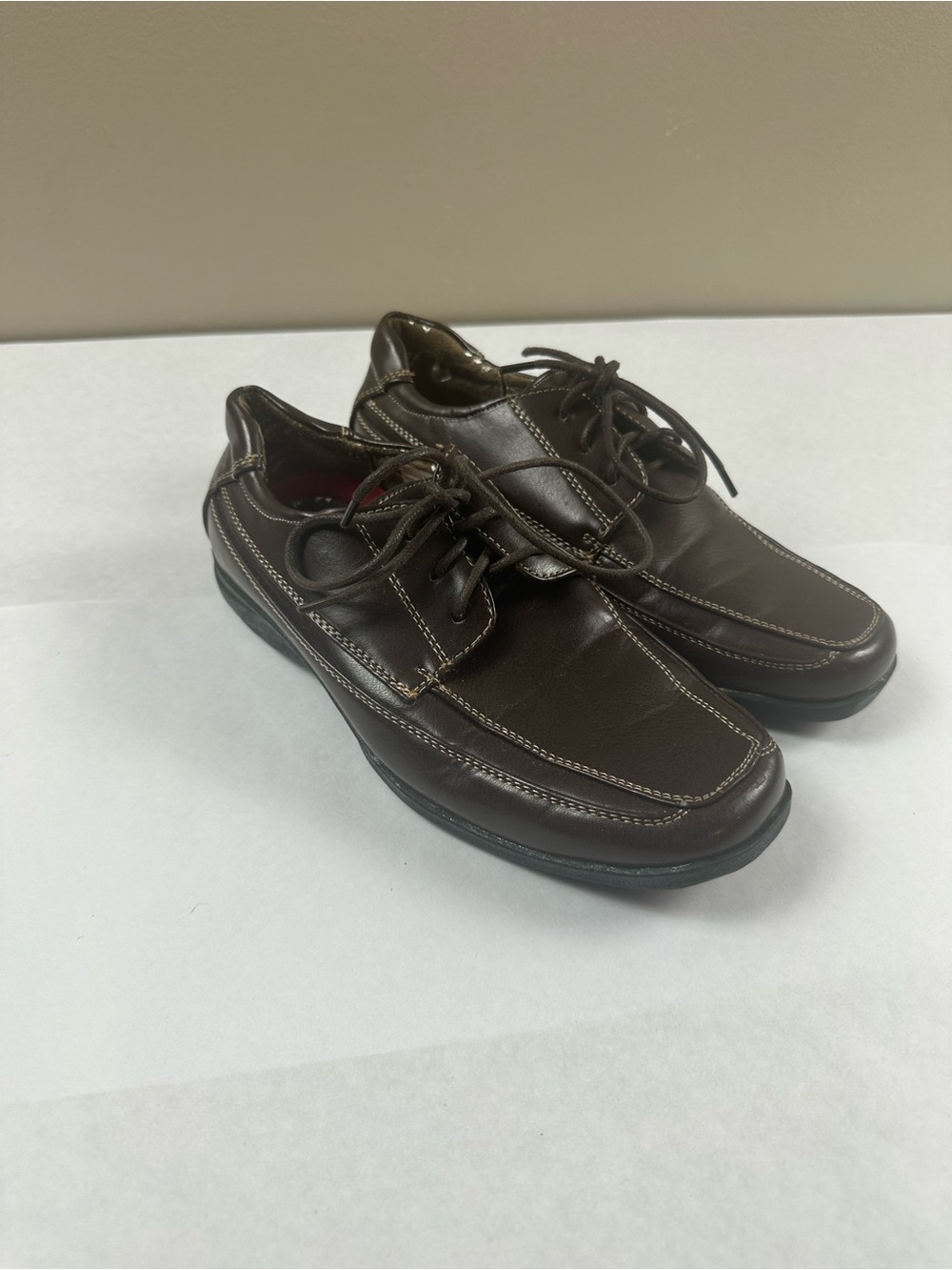 Joseph Allen Brown Leather Lace-Up Kids Dress Shoes